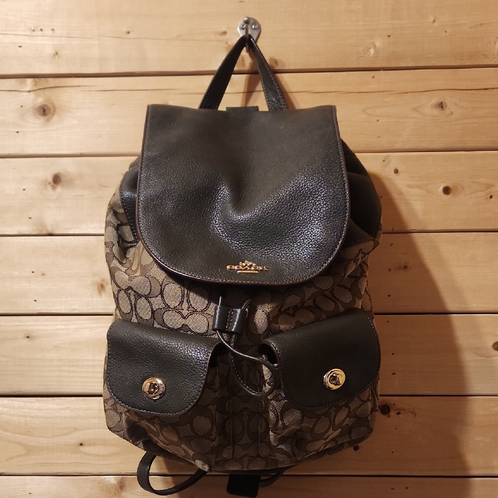 Coach Billie Backpack Signature Canvas Refined Leather - Picture 1 of 12